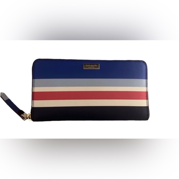 kate spade Handbags - NWT Kate Spade Laurel Way Printed Neda Long Continental Wallet Blue Stripes